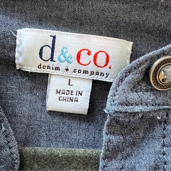 Denim & Co. 3/4 sleeve stretch denim button front shirt - Picture 4 of 13